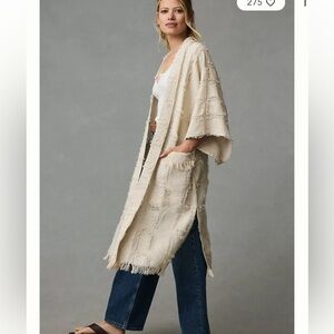 Anthropologie Fringed Open Kimono Cardigan